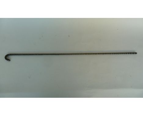 A Nailsea style green glass spiral twisted walking stick 95cmL