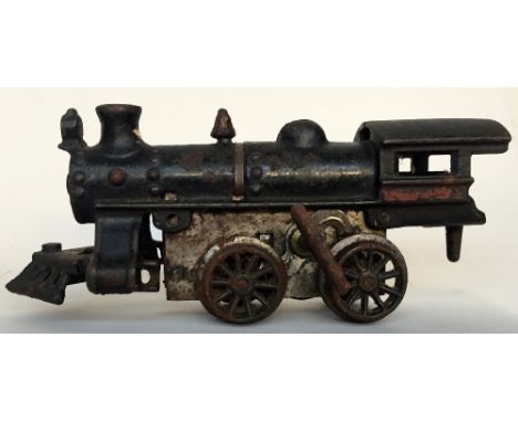 A Hafner 0 gauge cast clockwork locomotive with key 1914, a 0 gauge SR refrigerator tin van, a wooden open grey wagon three p