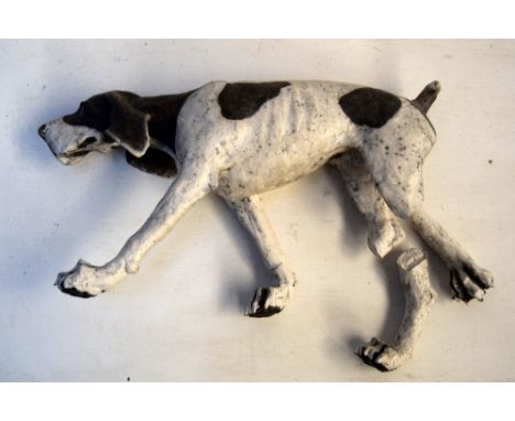 A ceramic figurine of an English Pointer dog possibly by Christine Cummings 40cmL together with a figurine of a hare 50cmL (b