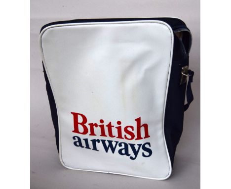 A Vintage British Airway traveling bag 39 x 29 x 13cm  on four studded feet made by Delorme