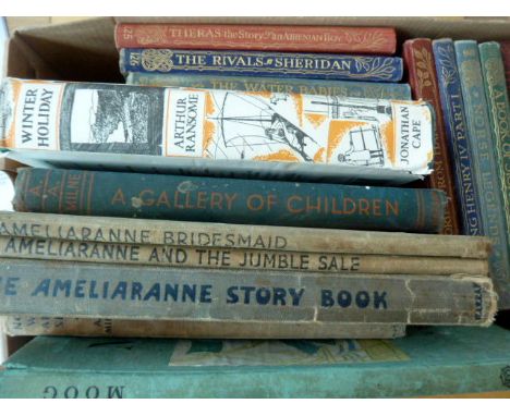 A box of children's books including authors such as AA Milne 'A Gallery of Children'; Now we are Six; Arthur Ransom, Ameliara