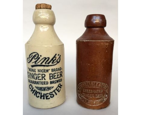 A G. S Constable & Sons Ltd. Celebrated Ginger Beer, Littlehampton stoneware bottle, together with a Pink's 'None Nicer' Bran