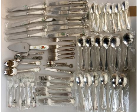 An unused silver and silver plated flatware canteen by Mappin & Webb comprising of knives, spoons and forks for 6 together wi