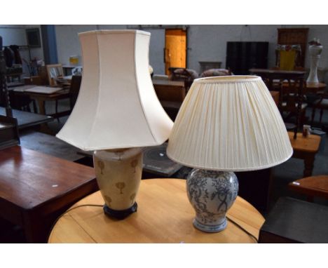 Two ceramic based lamps and shades