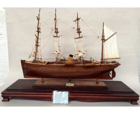 A scale model of the White Star Line SS Gaelic Sailing Ship, launched 1885 on wooden plinth, 70cmH