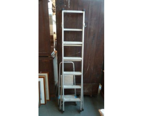 Two metal step ladders: one Beldray small two step ladder and another six step ladder
