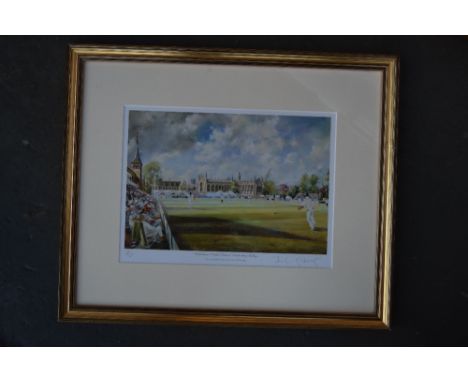 A selection of various pictures including a signed Jocelyn Galsworthy print of Cheltenham Cricket festival, 149/250, signed, 