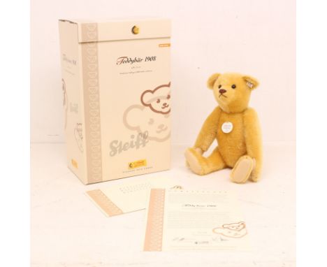 Steiff: A boxed Steiff Teddy Bear, 1908 Replica, yellow, Limited Edition 1109 of 3000, Reference 406751. Original box, genera