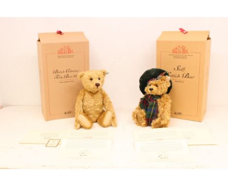 Steiff: A boxed Steiff Scottish Bear, Limited Edition 719 of 3000. Reference 654732. Together with a boxed Steiff British Col