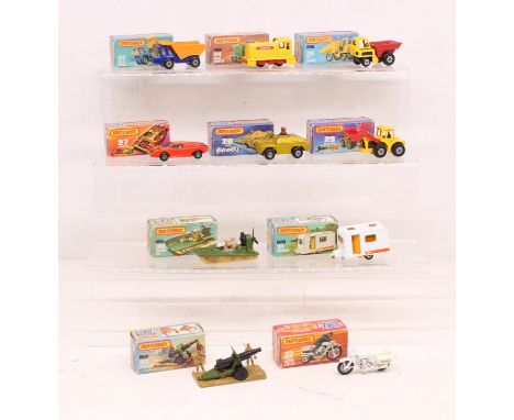 Matchbox: A collection of ten assorted boxed Matchbox 75 Series vehicles to comprise: Atlas Truck 23, Diesel Shunter 24, Site