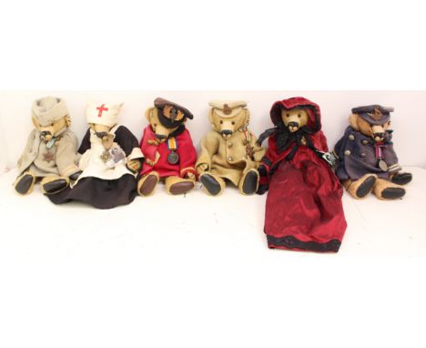 Out of the Attic: A collection of six 'Out of the Attic' artist teddy bears to comprise: 'Florence' with attached French WWI 