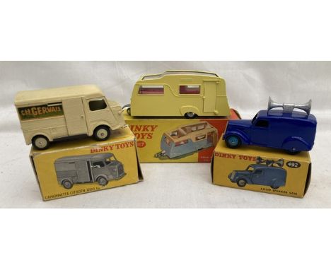 Dinky: A collection of three original boxed Dinky Toys models to comprise: Four Birth Caravan 117, in very good condition wit