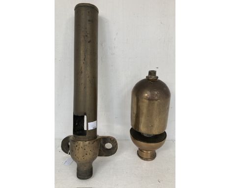 Railwayana: A pair of vintage brass locomotive whistles, neither appear to be stamped. Please assess photographs. (2)