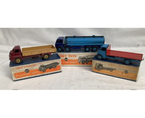 Dinky: A collection of three original Dinky Supertoys/Toys lorries to comprise: Foden 14 Ton Tanker 504, good condition, some