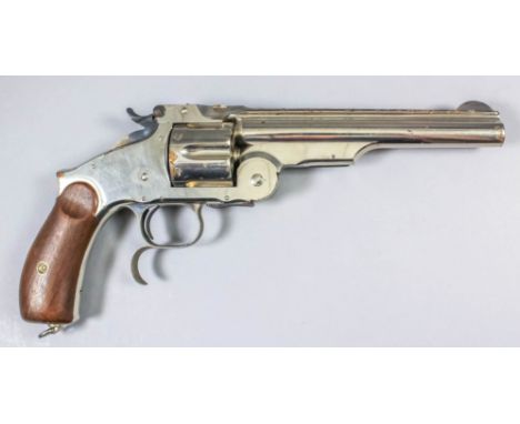 A good 19th Century .44 calibre (Russian) revolver by Smith & Wesson, 6.5ins nickel plated barrel with elevated top rib, engr