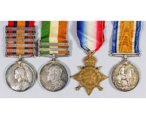 A group of four Victoria, Edward VII and George V medals to "11303 Cpl. R. Aston", comprising - Queen's South Africa Medal, w