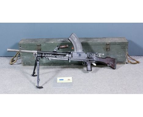 A deactivated 1947 .303 calibre Bren gun Mark 1 (Canadian), Serial No. IT0985, 24ins blued steel barrel with flash arrester, 