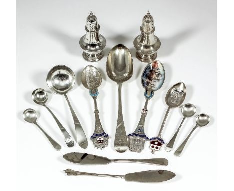 An Edward VII silver and enamel "Southampton" souvenir spoon, the bowl enamelled in colours with ships and boats, by M. Emanu
