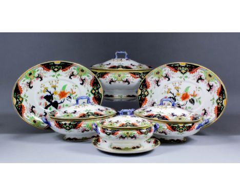 An early Royal Dalton pottery part dinner service, printed and over painted, and gilt, with "Matusmai" design,  comprising - 