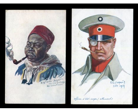 An album containing approximately 287 artist postcards, the majority relating to the First World War, including postcards by 