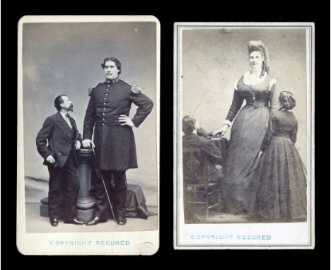 PHOTOGRAPHS. Two cartes-de-visite photographs of Martin Van Buren Bates and Anna Swan, purchased from the couple on Nov 18th 
