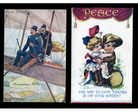 An album containing approximately 426 postcards of First World War interest, including 18 by Fred Spurgin, 6 by Ernest Prater