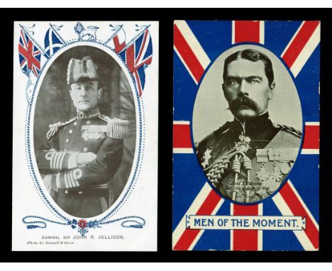 An album containing approximately 355 postcards of First World War interest, including 6 'Men of the Moment', 6 by Cyrus Cune