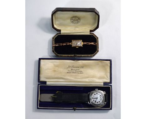 A vintage J. W. Benson gentleman's silver pocket watch (circa 1920s), in original box with spanner, to/w a lady's 9ct gold wr