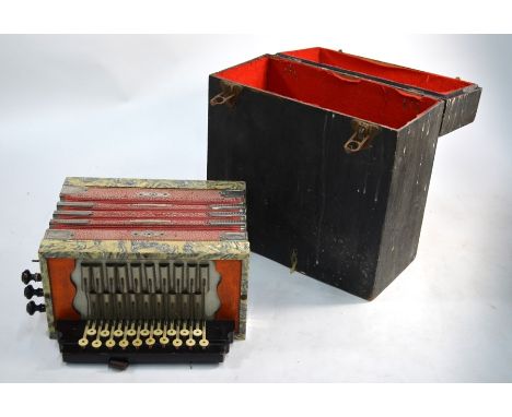 A Continental accordion with 19 valves and paper-covered bellows, in fitted case to/w a Hohner Club 1B 30-button accordion wi