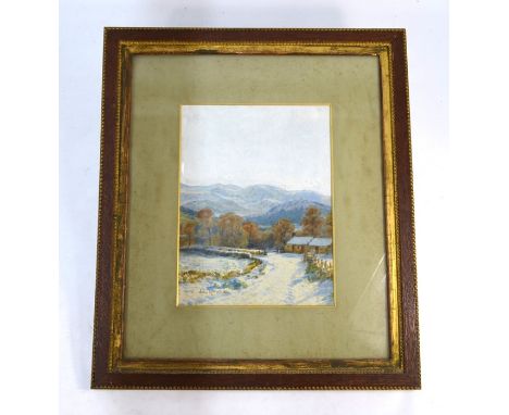 John Mitchell (1837-1929) - Scottish winter landscape with distant mountains, signed and dated 1894, 30 x 23 cm, inscribed on