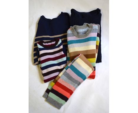 A multi-coloured striped wool jumper dress with matching scarf, a Clements Ribeiro striped cashmere sweater size S, a Phase E