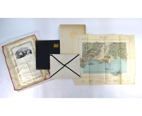 Railway interest - A mid 19th century French presentation map of the 'Itineraire 1er Section de Paris a Amiens', the cover wo