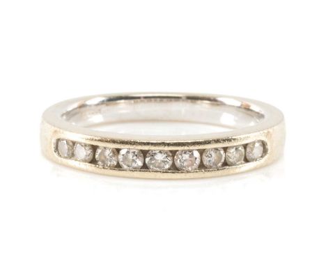 18CT. WHITE GOLD NINE STONE DIAMOND HALF ETERNITY RING, 3grams total weight, size I/JProvenance: private collection CardiffCo