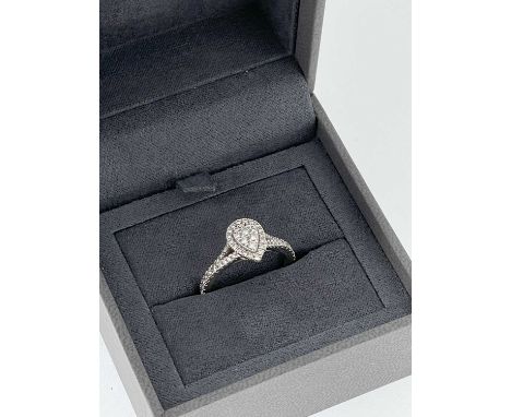 18CT WHITE GOLD VERA WANG 'LOVE' RING, of pear shape cluster design, 0.45ct weight overall, ring size M, 4.6gms in Vera Wang 