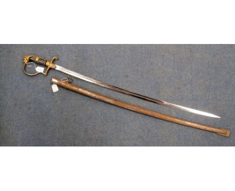 German army officer's sword with leopard's head handle, rusted scabbard
