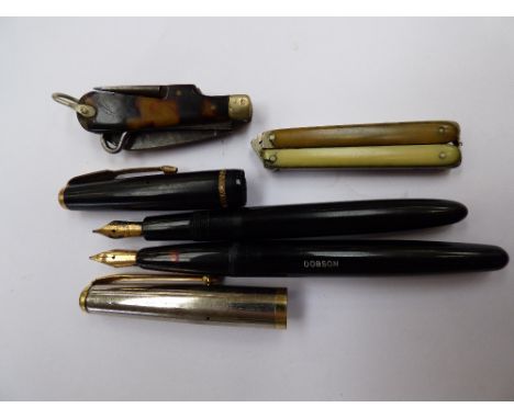 ***REOFFER MAY £20/40*** A Conway 67 with 14ct gold nib; a Parker Slimfold pen, 14ct gold nib, Victorian/Edwardian tortoisesh