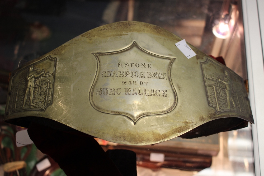 A 19th century boxing belt, circa 1887 1892, 8 Stone Champion Belt won