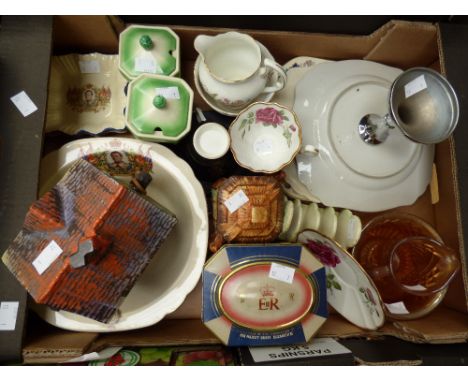 A Carlton ware toast rack, Japanese porcelain cake stand, Edward VIII Commemorative ware, two preserve pots and covers, Cotta