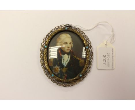 Miniature portrait on ivory Lord Nelson gilt frame