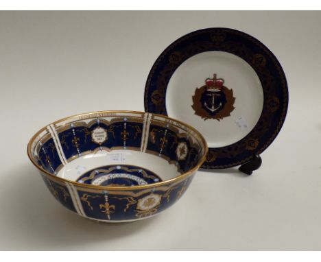 A Royal Worcester Diamond Wedding Commemorative bowl, number 75 of 500; together with a Spode Royal Navy Submarine Service Ce