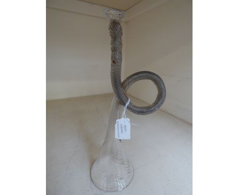 ***REOFFER MAY £15/25*** A 19th Century glass bugle of wrythen form, 26.5 cm high approx  