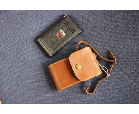 A 'Kodak' vest pocket camera, mid-20th century, model B, complete with brown leather case