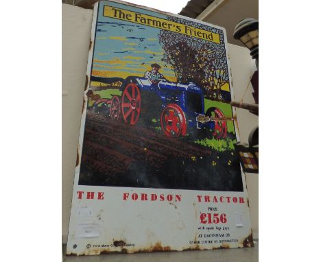An enamelled advertising sign 'The Farmers Friend, The Fordson Tractor' 
