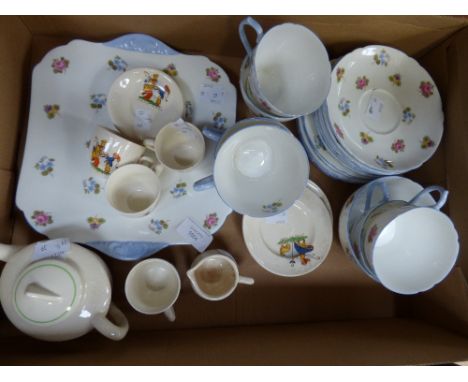 A Shelley tea service (20 pieces) flower spring pattern, together with a child's nursery rhyme tea set