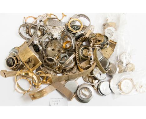 A collection of watch movements and parts for restoration and repair purposes, some dating from circa 1920s, including Omega,