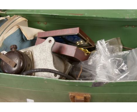 WW2 Jack Knives, RAF cap and leather jerkin, 4 WW2 compasses, whistles, small arms training manuals, RAF pilot crowbar, gun c