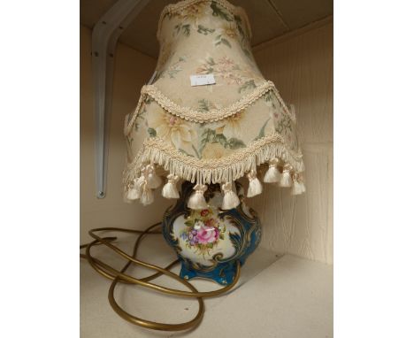 Hammersley hand painted D Millington bedside table lamp, gilded 1950s 