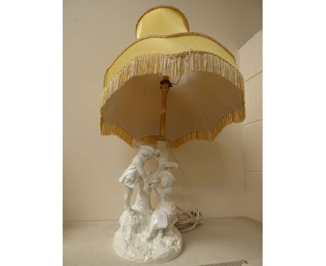 Worcester Hadley lamp base and shade based on Kate Greenaway children 