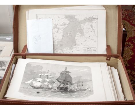 Crimean War engravings on fine card, a total of 436 covering maps and plans (18), drawings and sketches (22), medals and awar