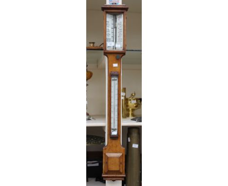 A Victorian Negretti and Zamra oak stick barometer, number 365